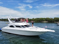 a white boat in the water