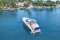 an aerial view of a boat in the water