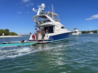 a group of people on a boat in the water