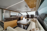 the interior of a luxury motor yacht